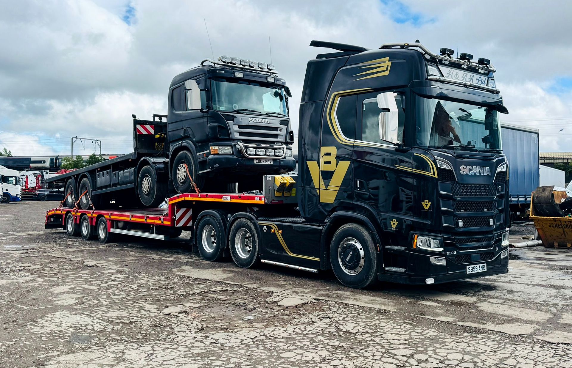 H & AA Ltd Scania transporter at the yard
